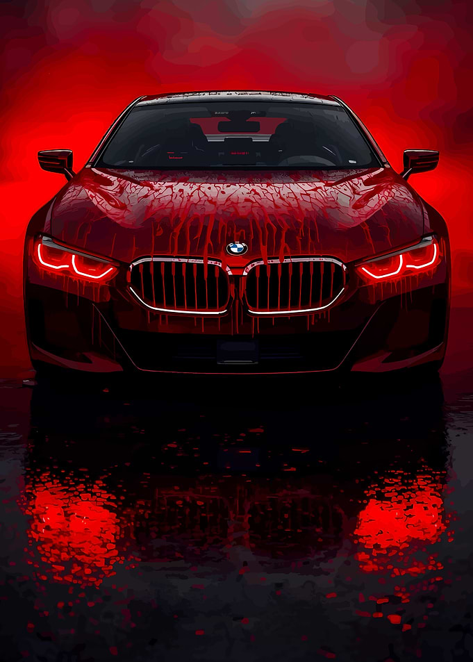 Red BMW with Blood Splatter