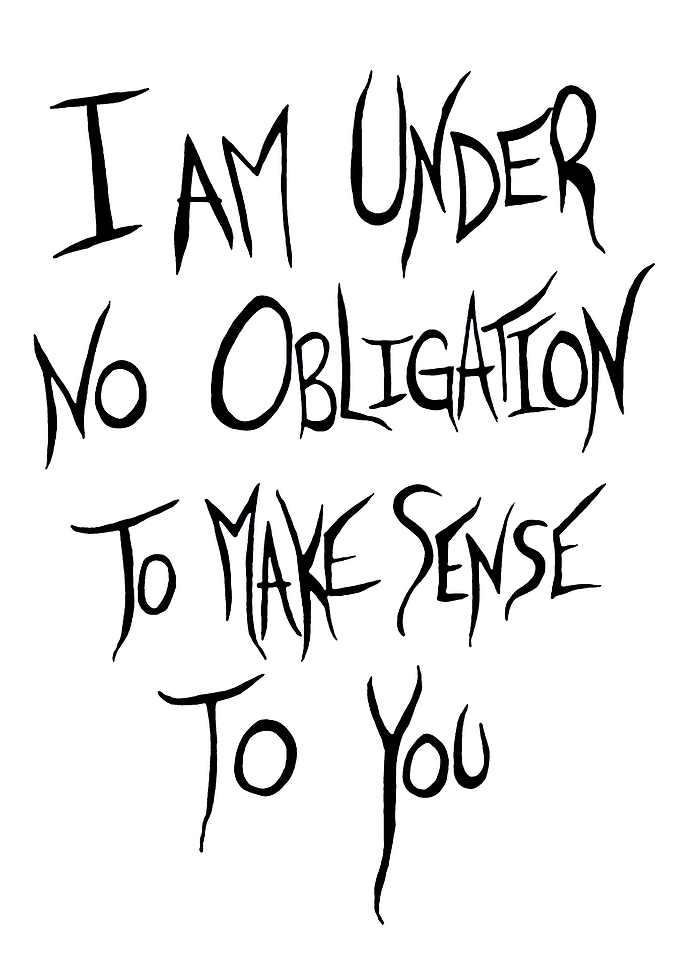 I Am Under No Obligation To Make Sense To You