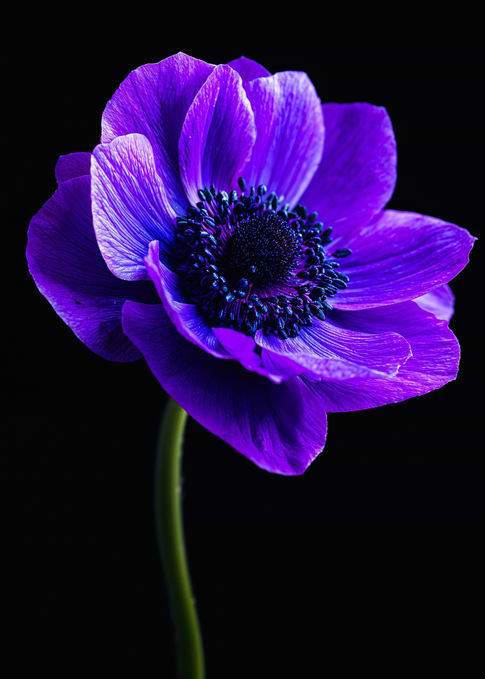 Vibrant Purple Anemone Floral Portrait