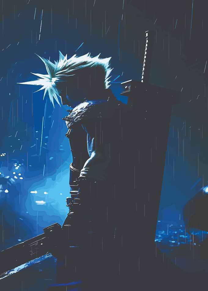 Cloud Strife in the Rain