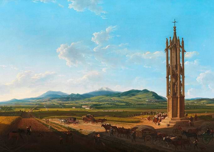 Gothic Monument and Busy Countryside