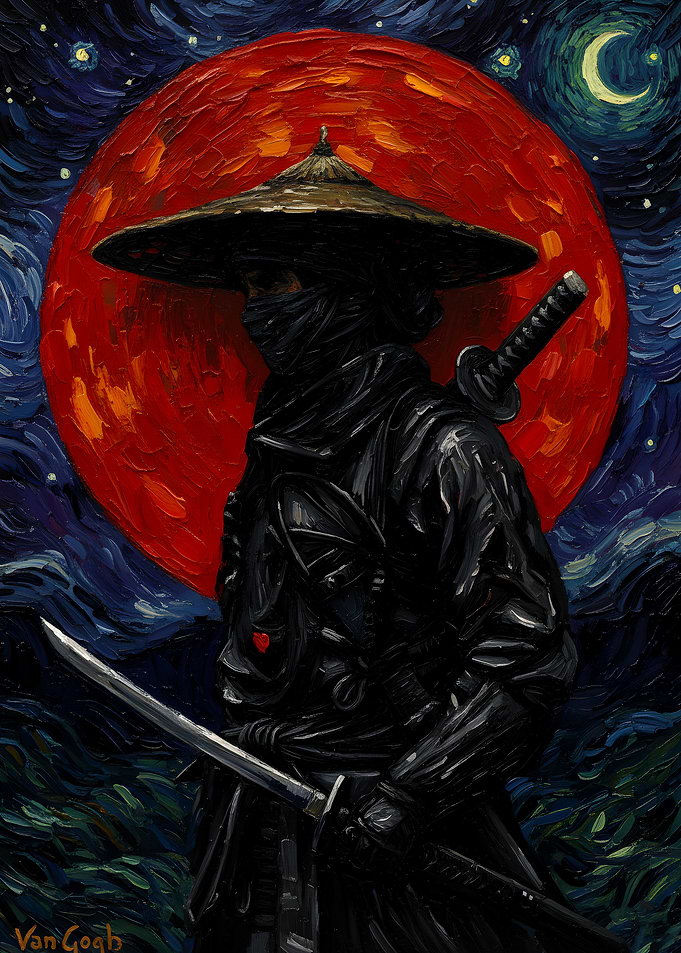 Ninja Under a Blood Moon