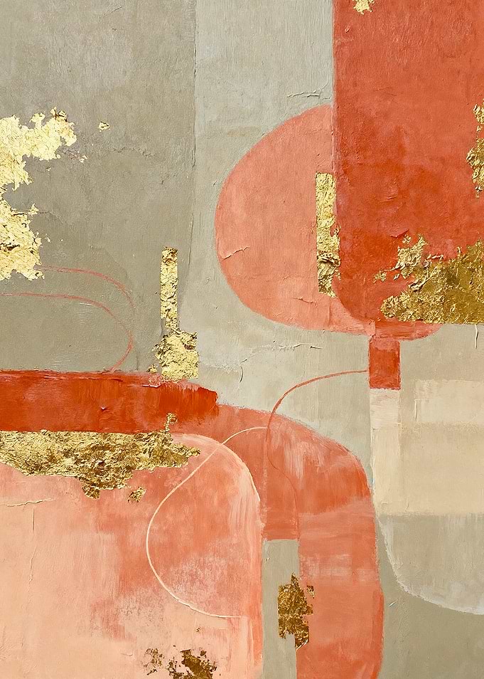 Abstract Geometric Painting with Gold Leaf