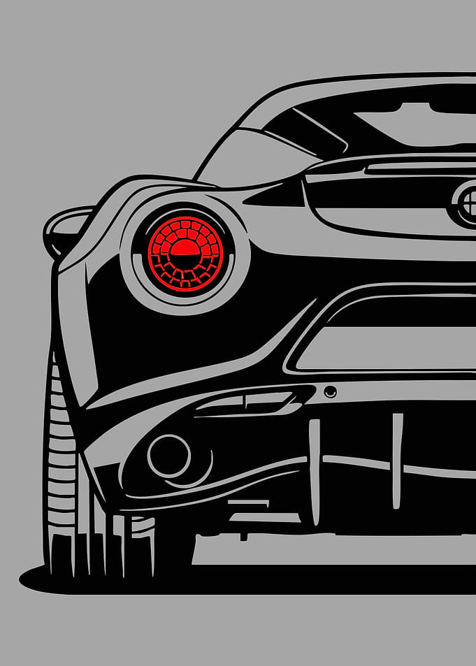 Close-up of a Black Sports Car Tail Light