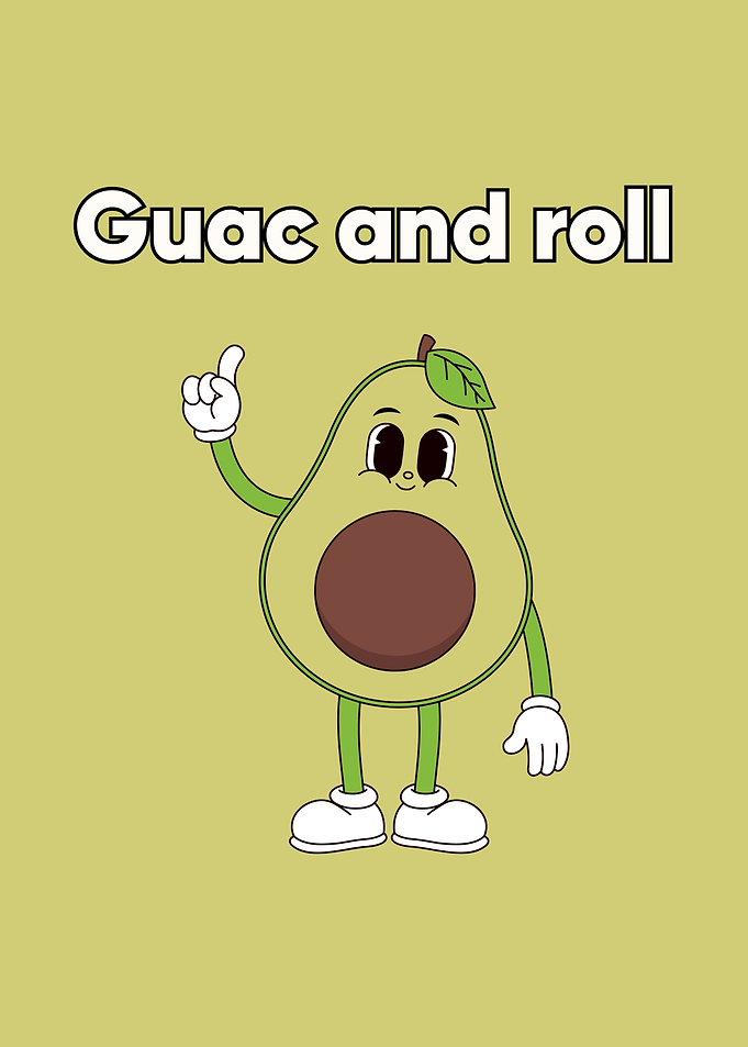 Guac and Roll Avocado Cartoon