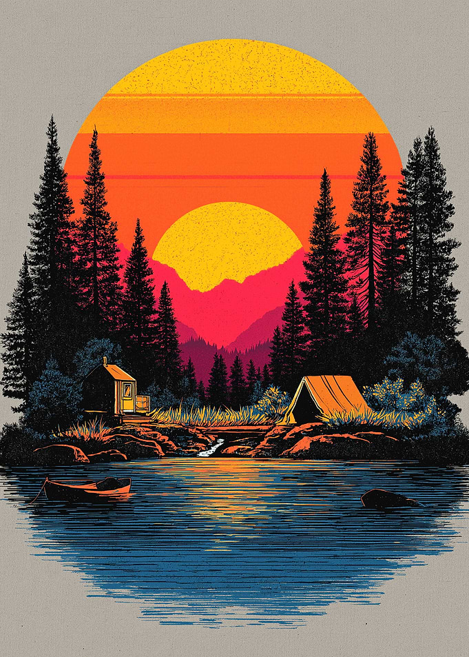 Sunset Camping by the Lake