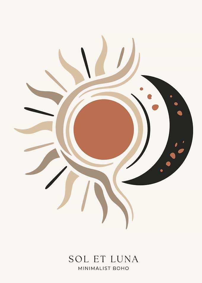 Boho Sun and Moon Art