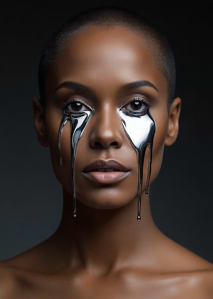 Woman with Metallic Tears