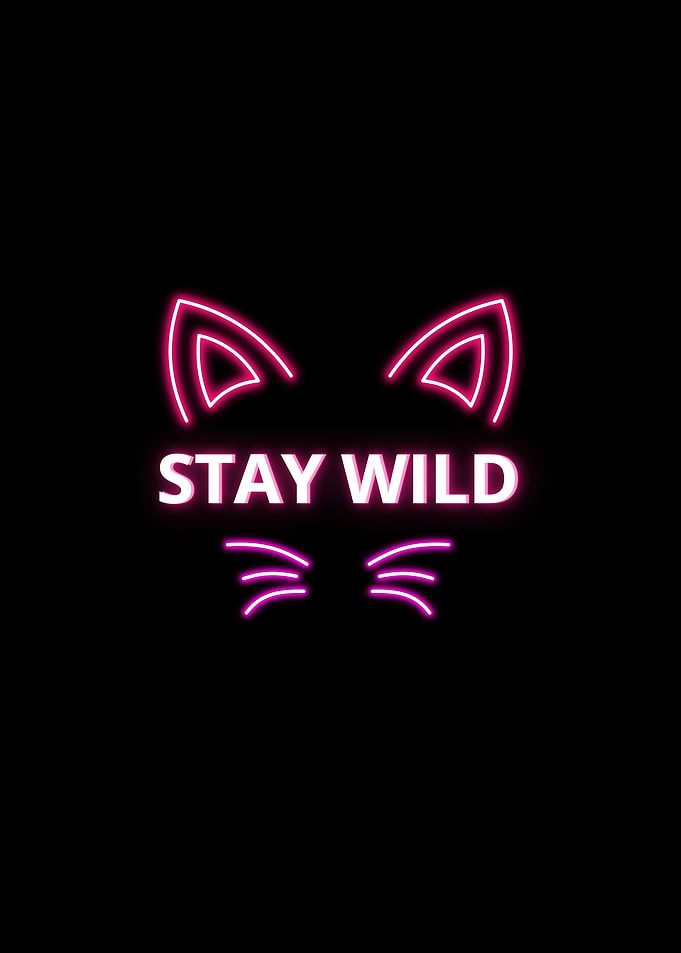 Neon Cat Ears and 'Stay Wild' Text