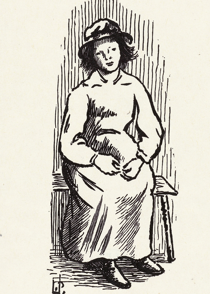 Woman in Hat Sitting