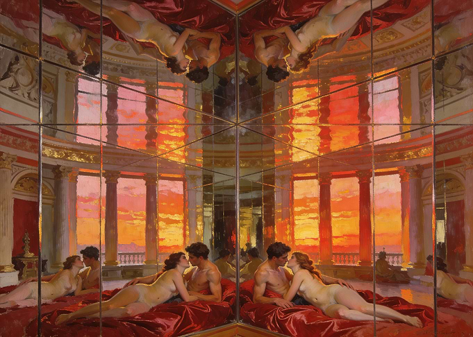 Mirrored Lovers at Sunset