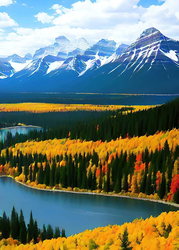 Autumn Mountain Lake Landscape