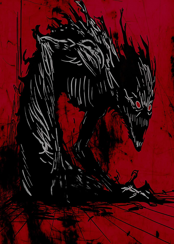 Dark Creature with Red Eyes