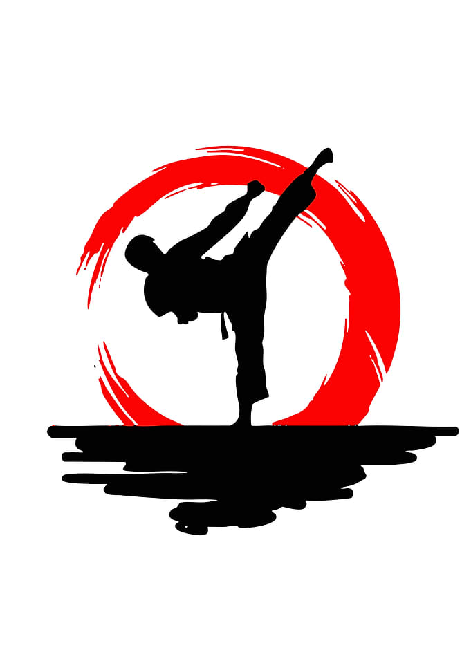 Karate silhouette with red circle