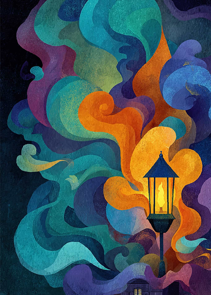 Mystical Lantern in Swirling Colors