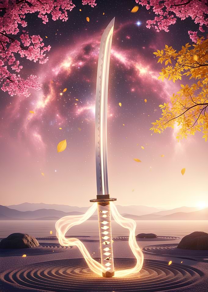 Samurai Sword in Zen Garden