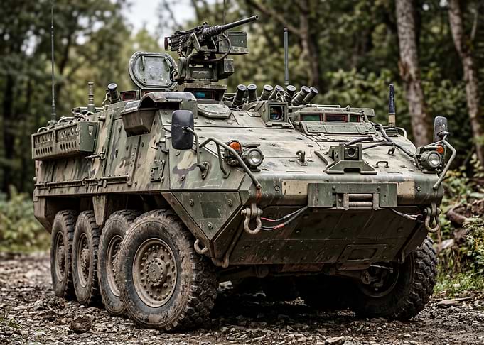 Camouflaged Military Armored Vehicle