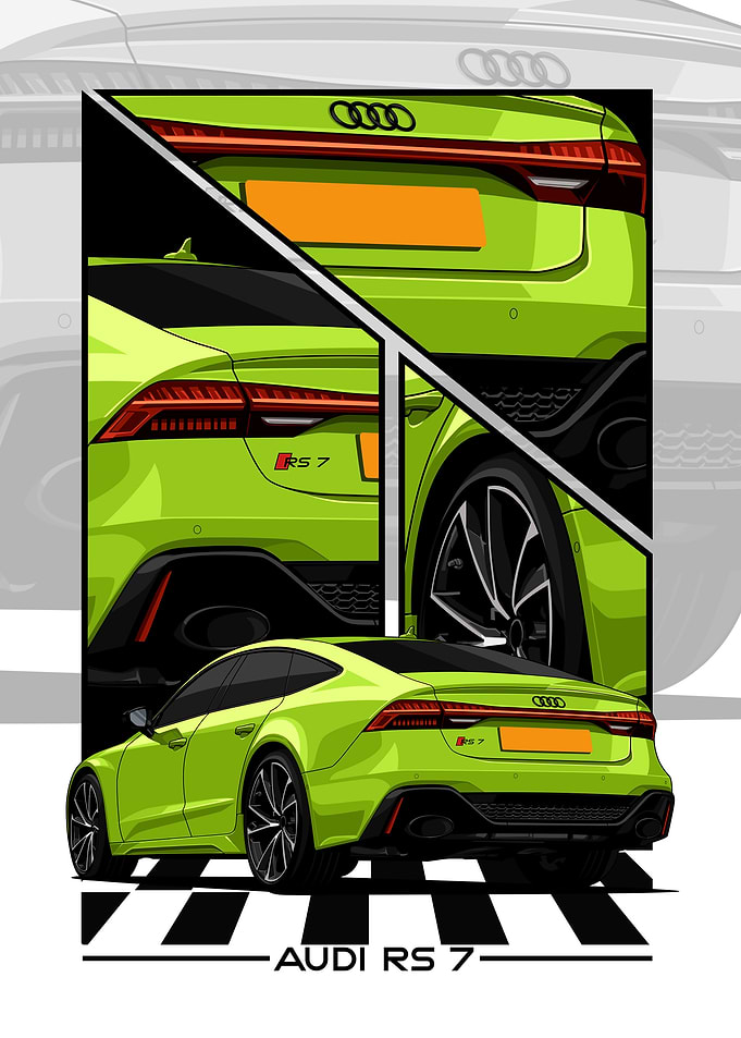 Audi RS 7 Lime Green Illustration