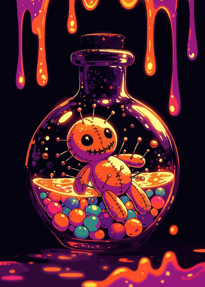 Voodoo Doll in a Potion Bottle