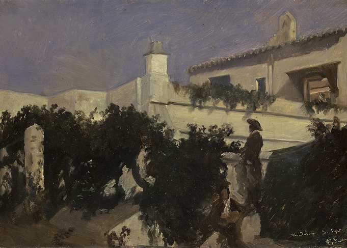 Twilight Courtyard with Figure