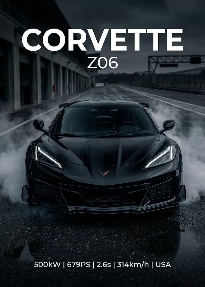 Black Corvette Z06 on Racetrack poster