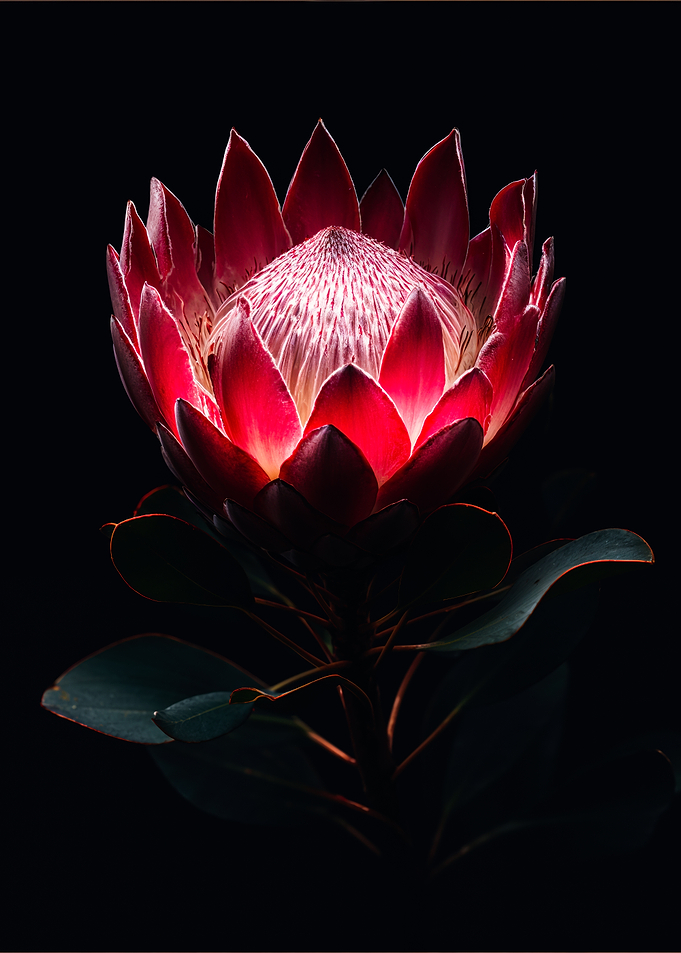 Moody King Protea Macro Portrait