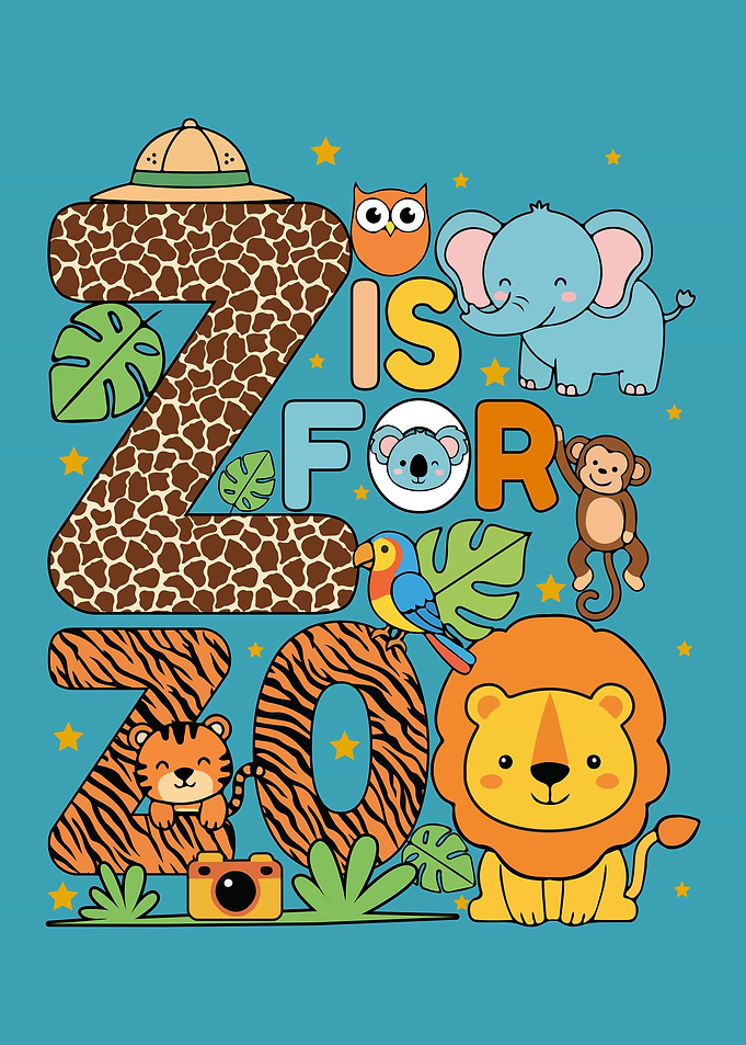 Cute Zoo Animals Alphabet Art