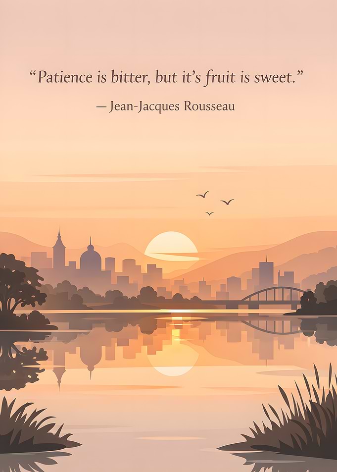 Inspirational quote over cityscape sunset