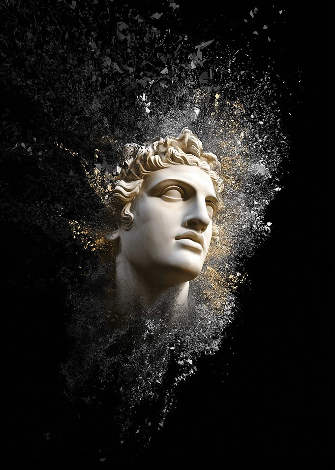 Ancient Statue Disintegrating Marble Bust