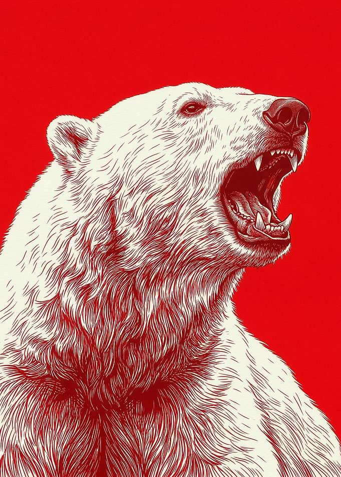 Crimson Roaring Polar Bear