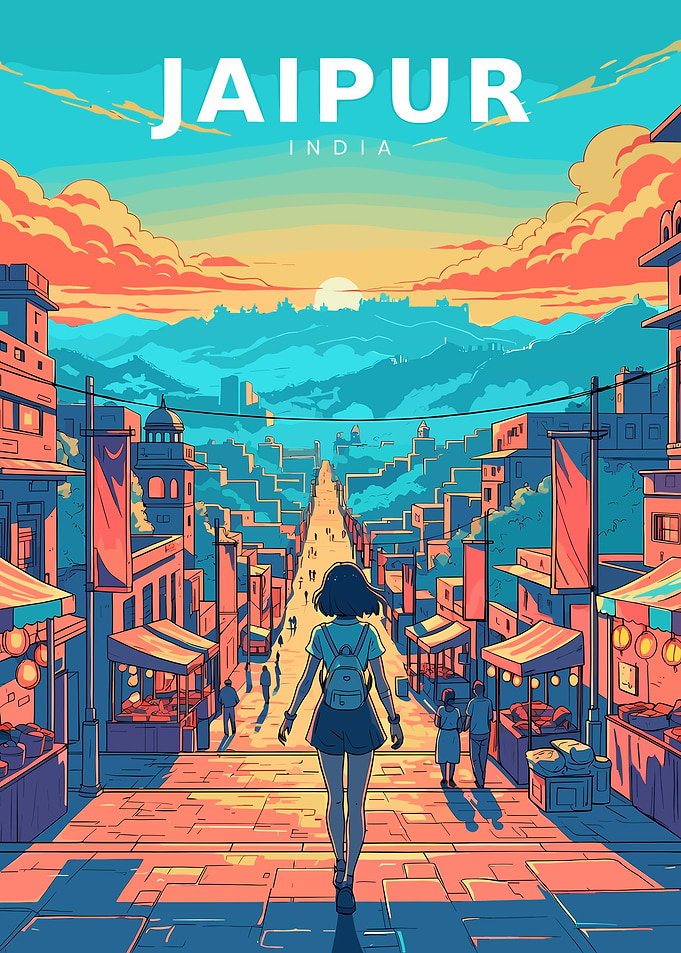 Anime Style Jaipur Street Scene