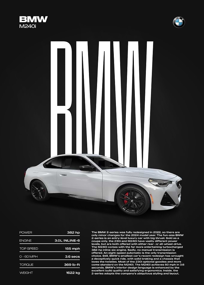 BMW M240i Coupe Car Poster