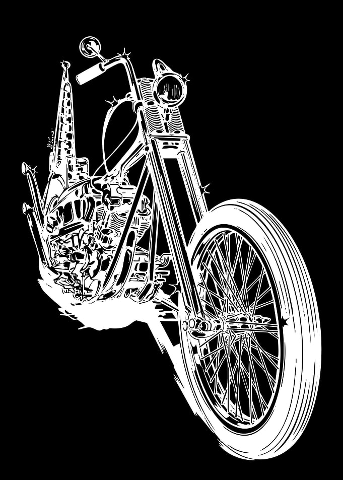White Motorcycle on Black Background