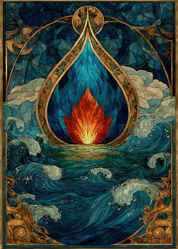 Stained Glass Water and Fire Lotus