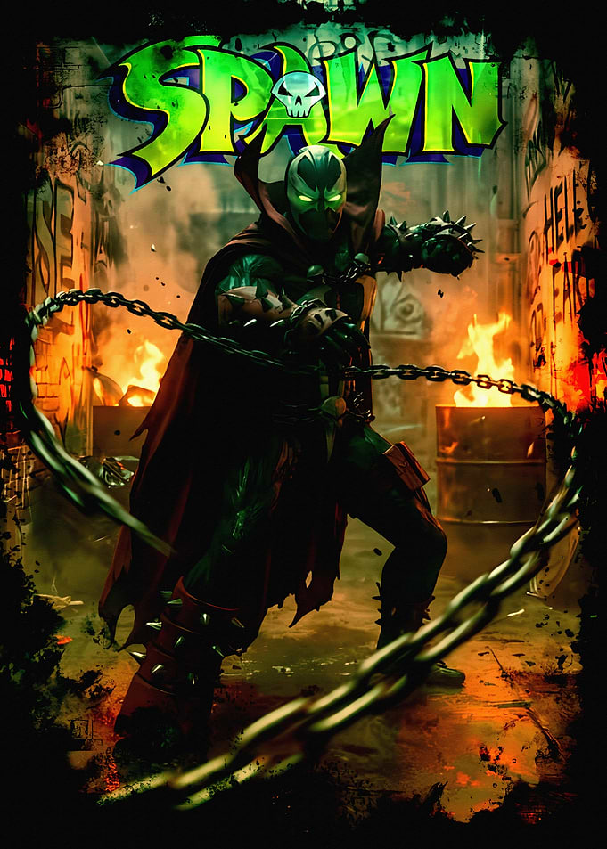 Spawn in a fiery alley