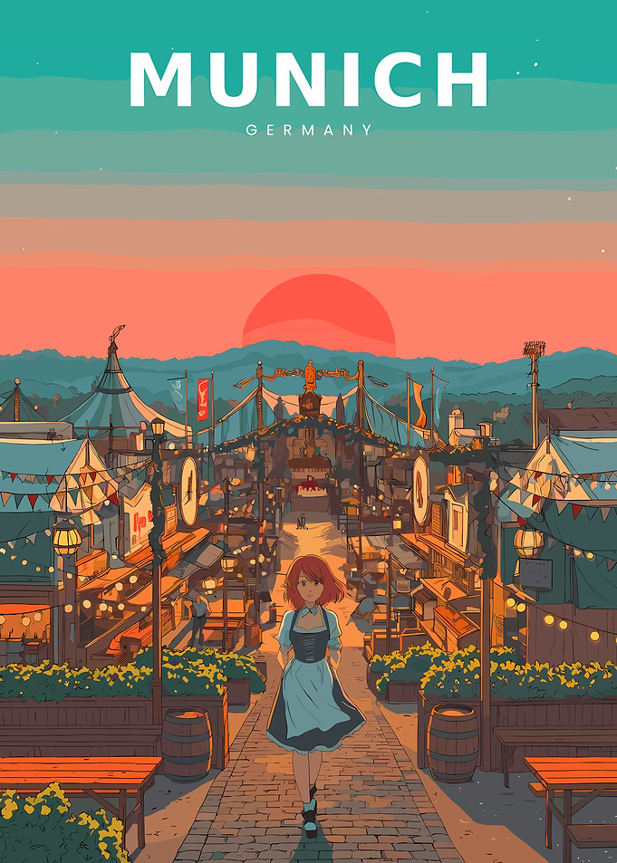 Munich Germany Anime Poster