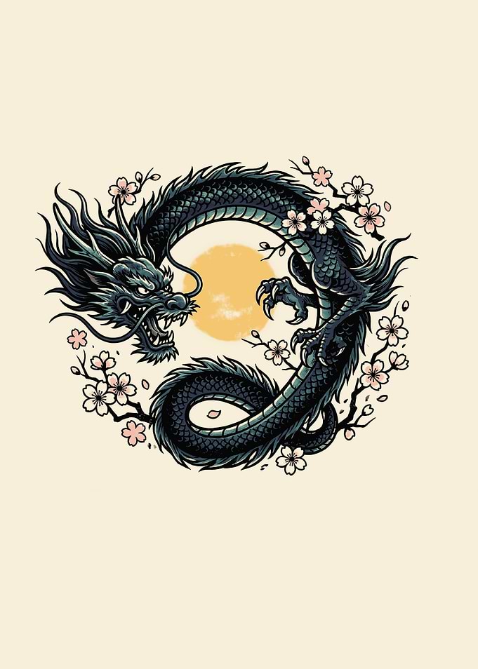 Dragon and Cherry Blossoms