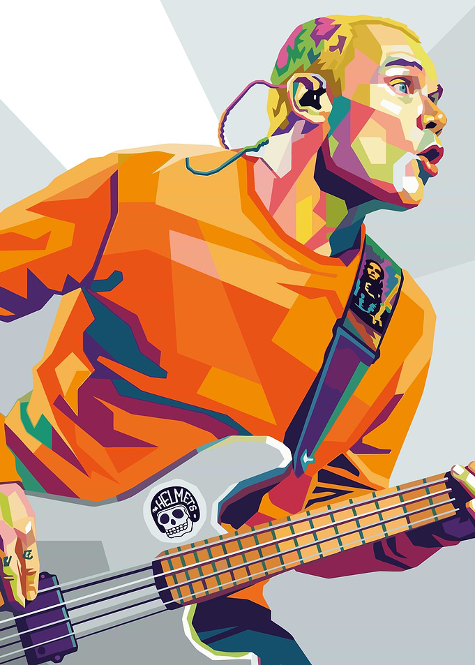 Flea with Bass Guitar in Pop Art Style