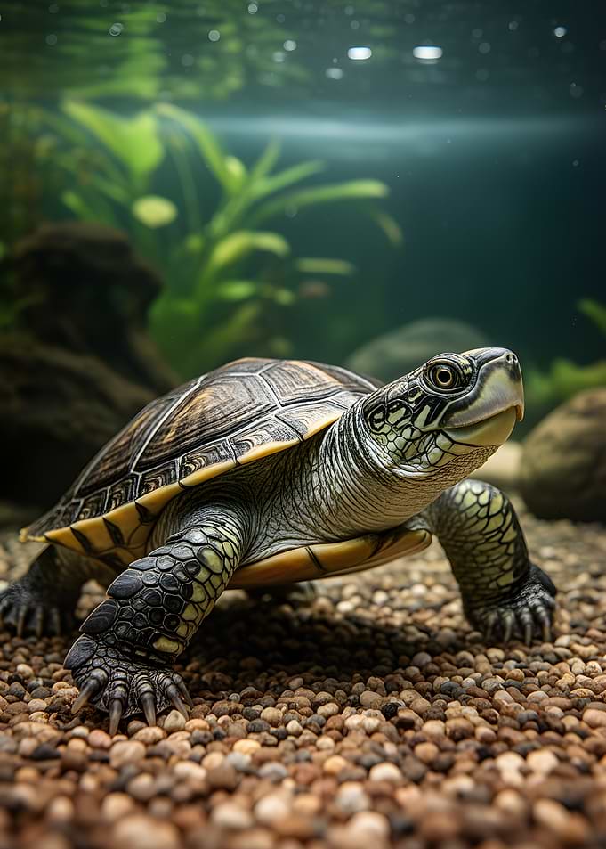 Close-up of a turtle in an aquarium