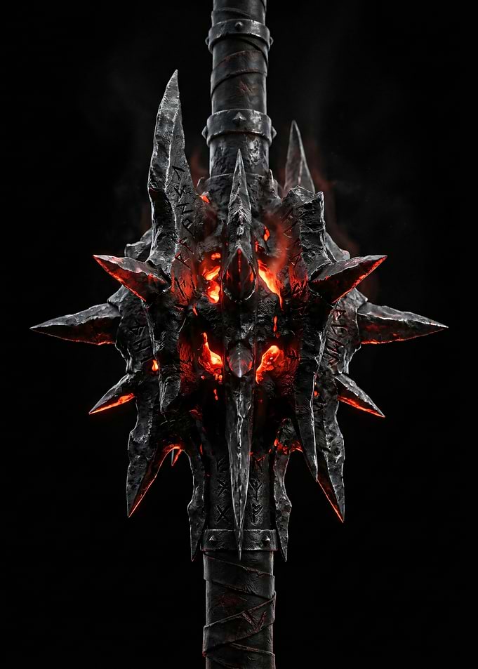 Fiery Spiked Mace