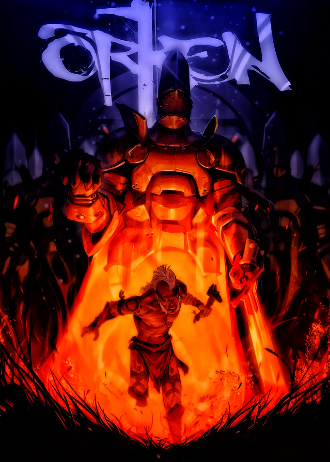 Fantasy Warrior in Fiery Arena
