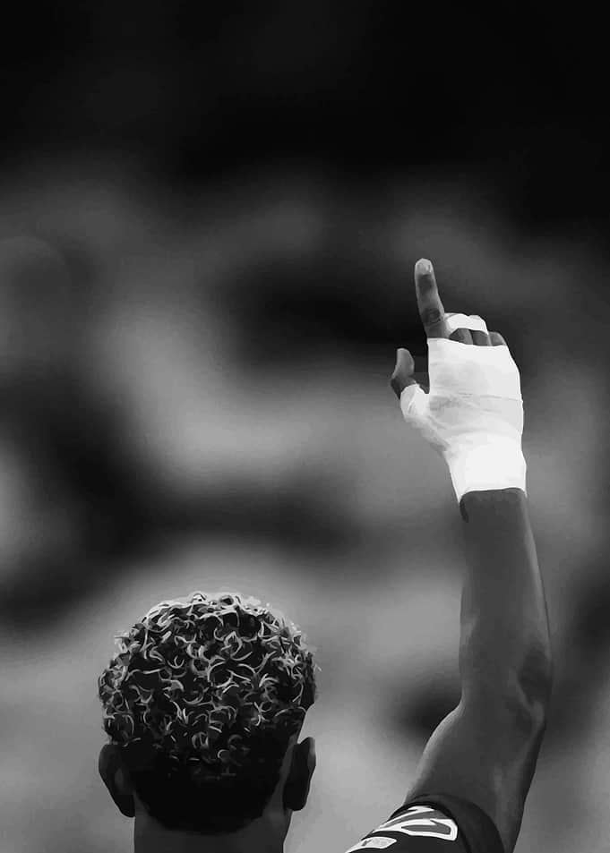 Athlete's Hand Pointing Upwards