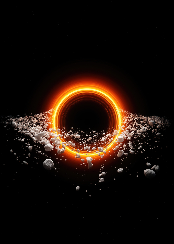 Black Hole with Accretion Disk and Asteroids