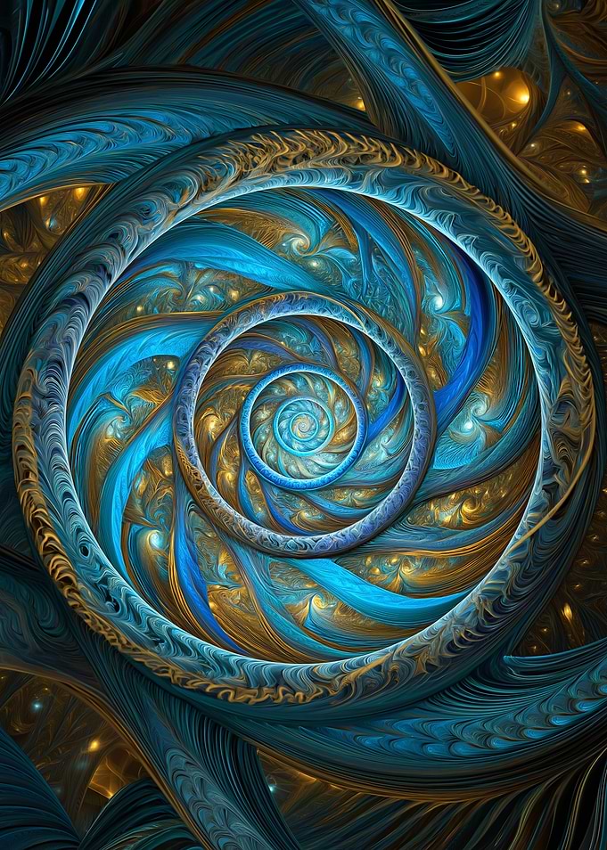Abstract Blue and Gold Spiral