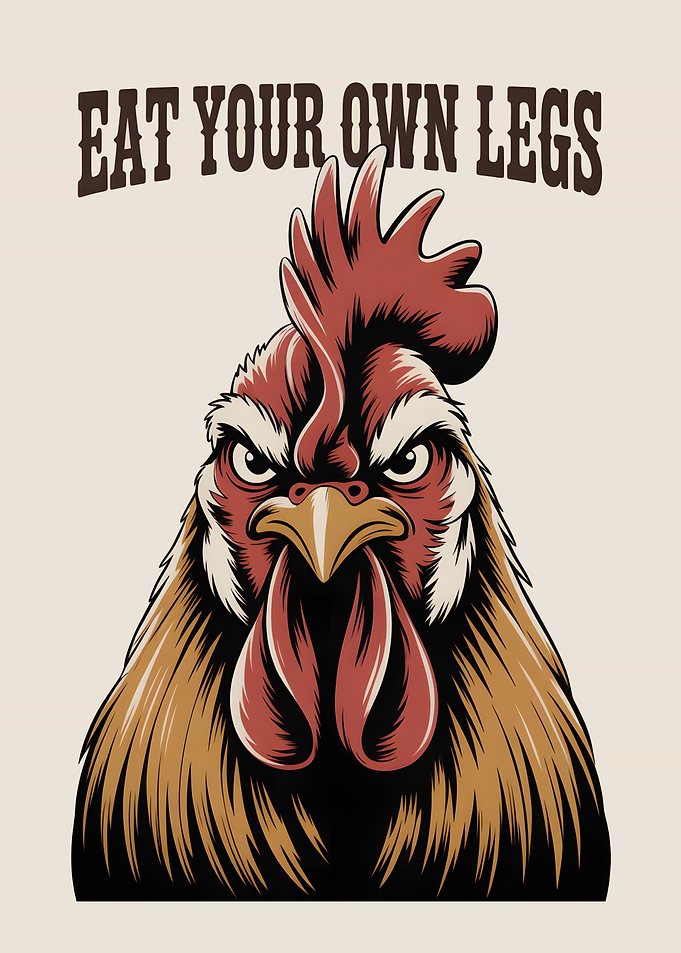 Angry Rooster with Text