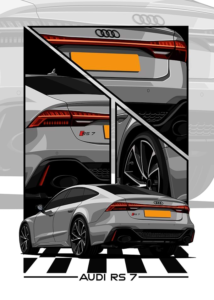 Audi RS 7 Rear View Illustration