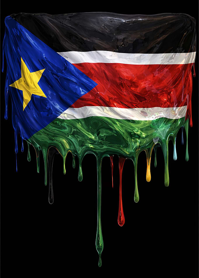 South Sudan Flag Dripping