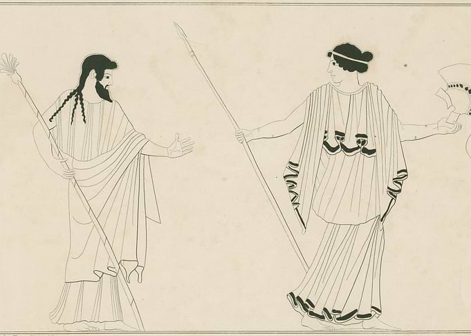 Ancient Greek Figures with Spears