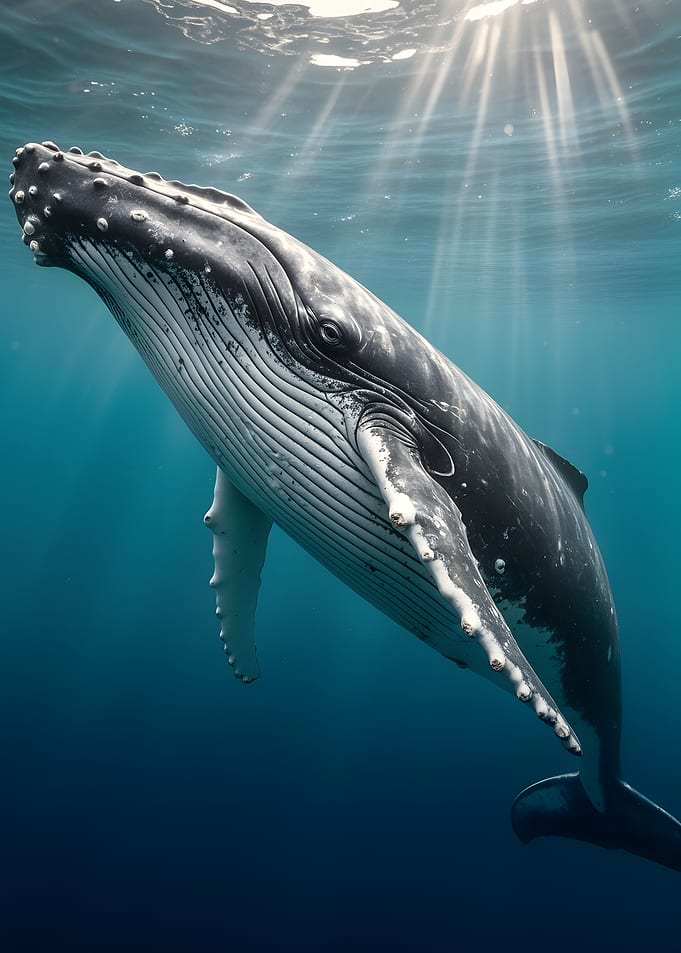 Humpback whale swimming underwater