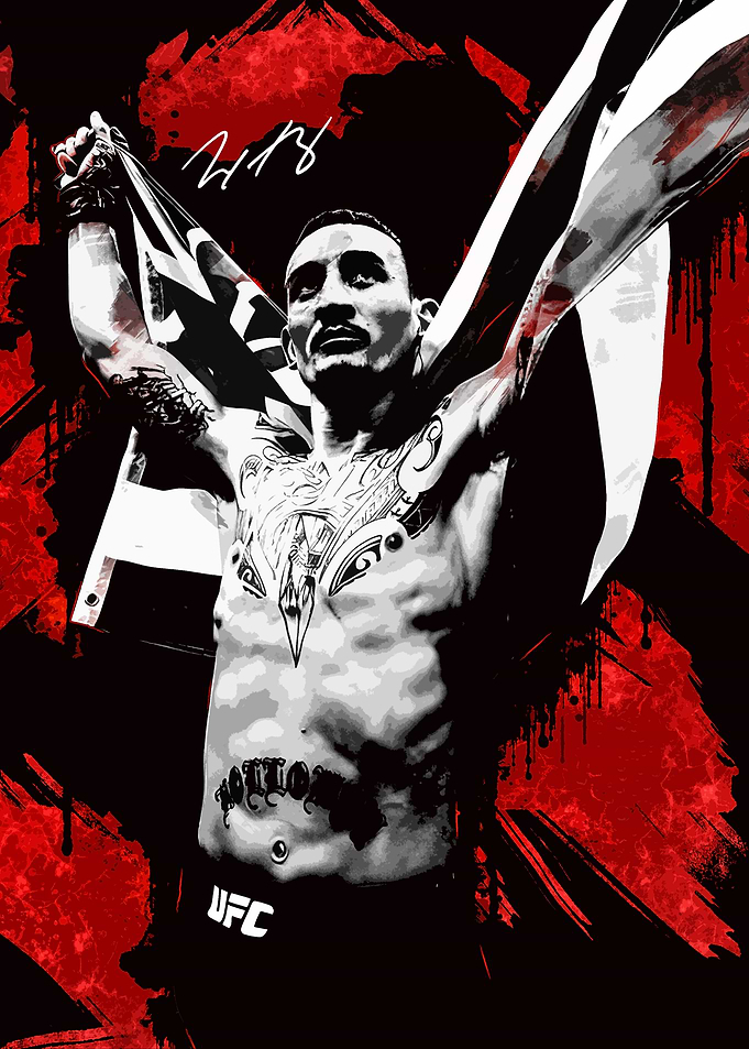 Max Holloway Celebrates with Flag